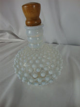 Load image into Gallery viewer, Vintage Wrisley Fenton Opalescent Hobnail Perfume Bottle with Original Wood Stopper
