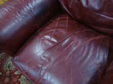Load image into Gallery viewer, Vintage Burgundy Leather Oversized Club Chair Roll Arms Nail Head Trim
