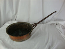 Load image into Gallery viewer, Vintage Turkish Handmade Copper Tin Cook Pan Decor Iron handle 10 1/4" Diameter
