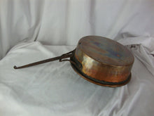 Load image into Gallery viewer, Vintage Turkish Handmade Copper Tin Cook Pan Decor Iron handle 10 1/4" Diameter
