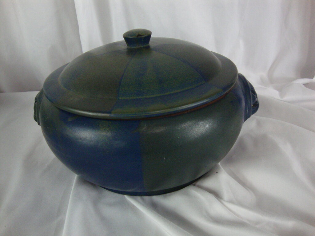 Vintage Nancy Patterson Lamb Taiwan Iron Moutain Blue Ridge Stoneware Large Steamer Pot with Lid
