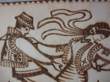 Load image into Gallery viewer, 1978 Ukraine Burned Wood Hutsul Dancing Couple Wall Plaque Decor
