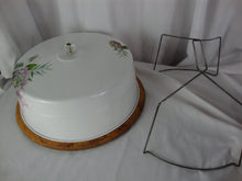 Load image into Gallery viewer, Vintage Metal with Wood Base Upcycled Cake Carrier with Tension Handle
