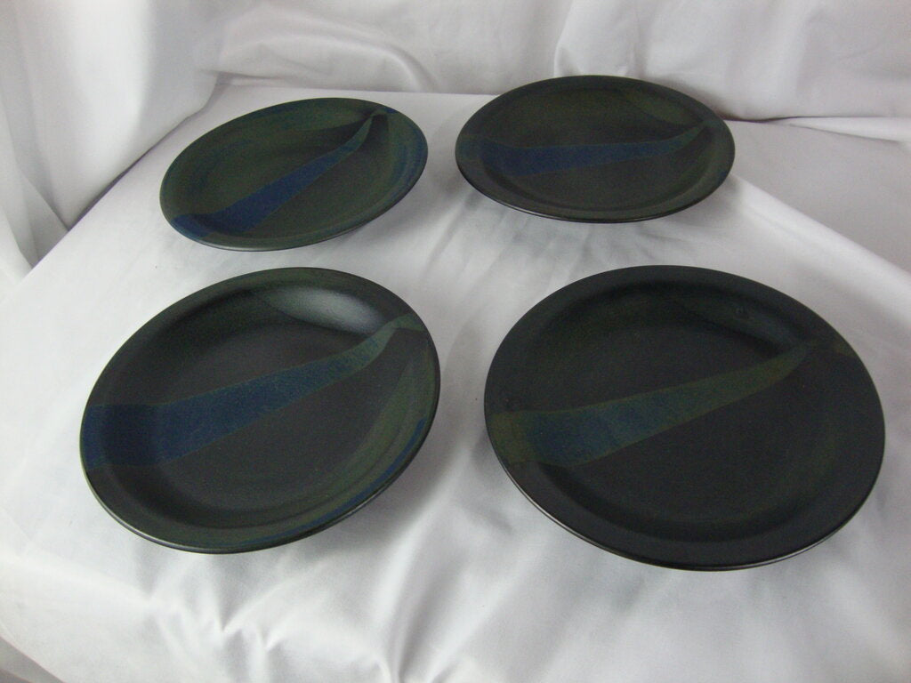 Vintage Nancy Patterson Lamb Taiwan Iron Mountain Blue Ridge Stoneware Salad Plates Set of 4