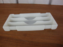 Load image into Gallery viewer, 1950s White Milk Glass Rectangle 3 Long Slot Middle Half Round Indent Dental Equipment Tray

