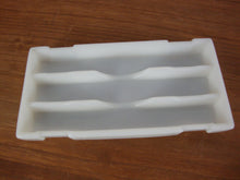 Load image into Gallery viewer, 1950s White Milk Glass Rectangle 3 Long Slot Middle Half Round Indent Dental Equipment Tray
