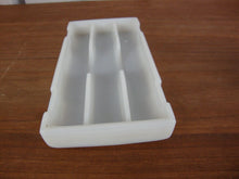 Load image into Gallery viewer, 1950s White Milk Glass Rectangle 3 Long Slot Middle Half Round Indent Dental Equipment Tray
