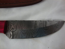 Load image into Gallery viewer, Custom Damascus Style 8&quot; Knife with Black/White/Fushia Wood and Composite Handle with Sheath
