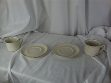 Load image into Gallery viewer, Vintage Japan Stoneware Cream and Tan Cup and Saucer Set of 2
