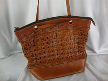 Load image into Gallery viewer, Vintage Patricia Nash Italian Woven Leather Tan Purse
