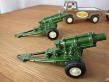 Load image into Gallery viewer, Vintage TootsieToy Military Jeeps/Trucks (3) and (3) Military Trailers Lot of 6
