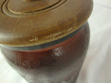 Load image into Gallery viewer, Vintage Dun Rite Dark Amber Humidor Jar with Wood Lid
