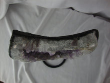Load image into Gallery viewer, Amethyst Crystal Cluster on Black Metal Stand

