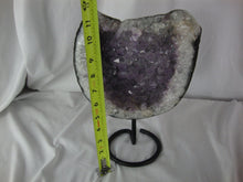 Load image into Gallery viewer, Amethyst Crystal Cluster on Black Metal Stand
