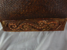 Load image into Gallery viewer, Vintage Indonesian Carved Wood Woven Fishing Creel Basket Purse

