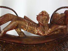 Load image into Gallery viewer, Vintage Indonesian Carved Wood Woven Fishing Creel Basket Purse
