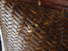 Load image into Gallery viewer, Vintage Indonesian Carved Wood Woven Fishing Creel Basket Purse
