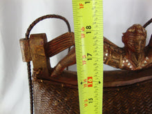 Load image into Gallery viewer, Vintage Indonesian Carved Wood Woven Fishing Creel Basket Purse
