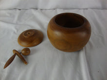 Load image into Gallery viewer, Vintage Asian Carved Teak Wood Apple Spice Lemon Lidded Jar
