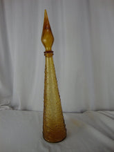 Load image into Gallery viewer, Vintage Empoli Italy Amber Textured Glass Tall Decanter Bottle with Stopper
