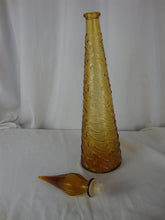 Load image into Gallery viewer, Vintage Empoli Italy Amber Textured Glass Tall Decanter Bottle with Stopper
