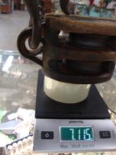 Load image into Gallery viewer, Vintage Farmhouse Wood &amp; Metal Double Pulley with Large Top Metal Hook

