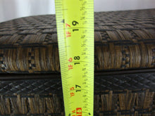 Load image into Gallery viewer, Vintage Redmon Dark Wicker Sewing Craft Basket with Wood Legs
