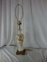 Load image into Gallery viewer, Vintage Cream &amp; Gold Flower Leaf Table Lamp Metal Base NO SHADE
