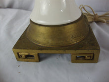 Load image into Gallery viewer, Vintage Cream &amp; Gold Flower Leaf Table Lamp Metal Base NO SHADE

