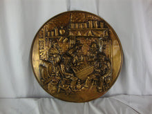 Load image into Gallery viewer, Vintage Brass English Pub Scene Round Wall Plaque
