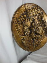 Load image into Gallery viewer, Vintage Brass English Pub Scene Round Wall Plaque
