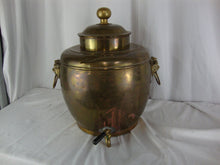 Load image into Gallery viewer, Vintage Brass Tin Lined Beverage Dispenser Samovar with Guardian Lion Side Pulls and Lid NO STAND
