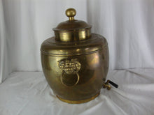 Load image into Gallery viewer, Vintage Brass Tin Lined Beverage Dispenser Samovar with Guardian Lion Side Pulls and Lid NO STAND
