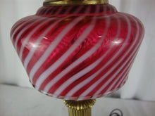 Load image into Gallery viewer, Vintage Fenton Cranberry Swirl Electric Lamp Brass Base
