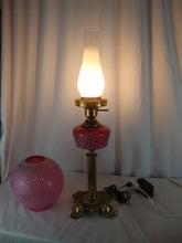 Load image into Gallery viewer, Vintage Fenton Cranberry Swirl Electric Lamp Brass Base
