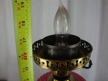 Load image into Gallery viewer, Vintage Fenton Cranberry Swirl Electric Lamp Brass Base
