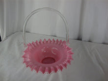 Load image into Gallery viewer, Vintage Pink Peach Crest Glass Basket with Clear Handle
