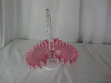 Load image into Gallery viewer, Vintage Pink Peach Crest Glass Basket with Clear Handle
