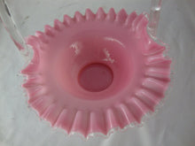 Load image into Gallery viewer, Vintage Pink Peach Crest Glass Basket with Clear Handle
