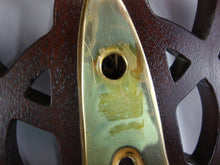 Load image into Gallery viewer, Vintage Oriental Wood Brass Wall Candleholders with Plate Arms

