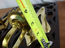 Load image into Gallery viewer, Vintage Oriental Wood Brass Wall Candleholders with Plate Arms
