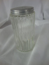 Load image into Gallery viewer, Vintage Hoosier Sellers Vertical Ribbed Spice Jar Bottle with Metal Lid
