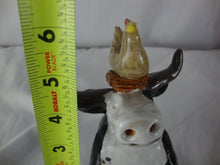 Load image into Gallery viewer, Lynn Bailey Pottery Sitting Bull with Hen on Nest on Head &amp; Cardinal Blue Bird on Legs Figurine
