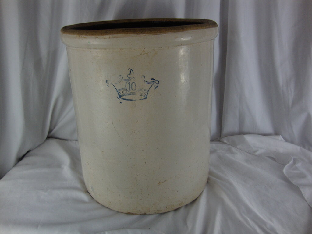 Vintage Ransbottom Crown 10 Gallon Stoneware Crock
