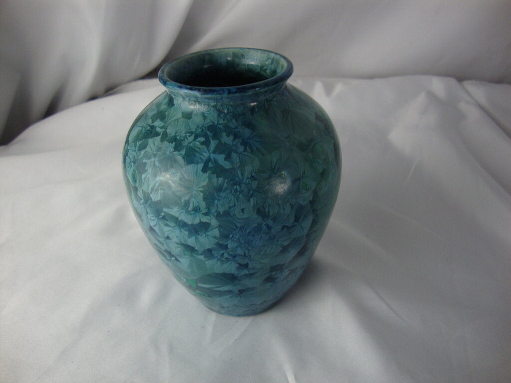 1994 Phil Morgan Seagrove NC Crystalline Glaze Aqua Small 4.5 Inch Vase