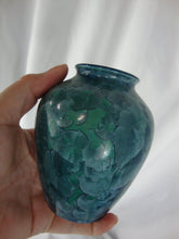 Load image into Gallery viewer, 1994 Phil Morgan Seagrove NC Crystalline Glaze Aqua Small 4.5 Inch Vase
