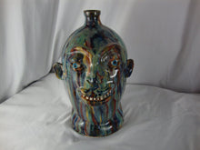 Load image into Gallery viewer, Marvin Bailey Folk Art Potter Multi Streaked 18 Tooth Ugly Face Jug 12 Inch
