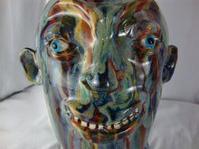 Load image into Gallery viewer, Marvin Bailey Folk Art Potter Multi Streaked 18 Tooth Ugly Face Jug 12 Inch
