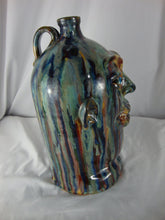 Load image into Gallery viewer, Marvin Bailey Folk Art Potter Multi Streaked 18 Tooth Ugly Face Jug 12 Inch
