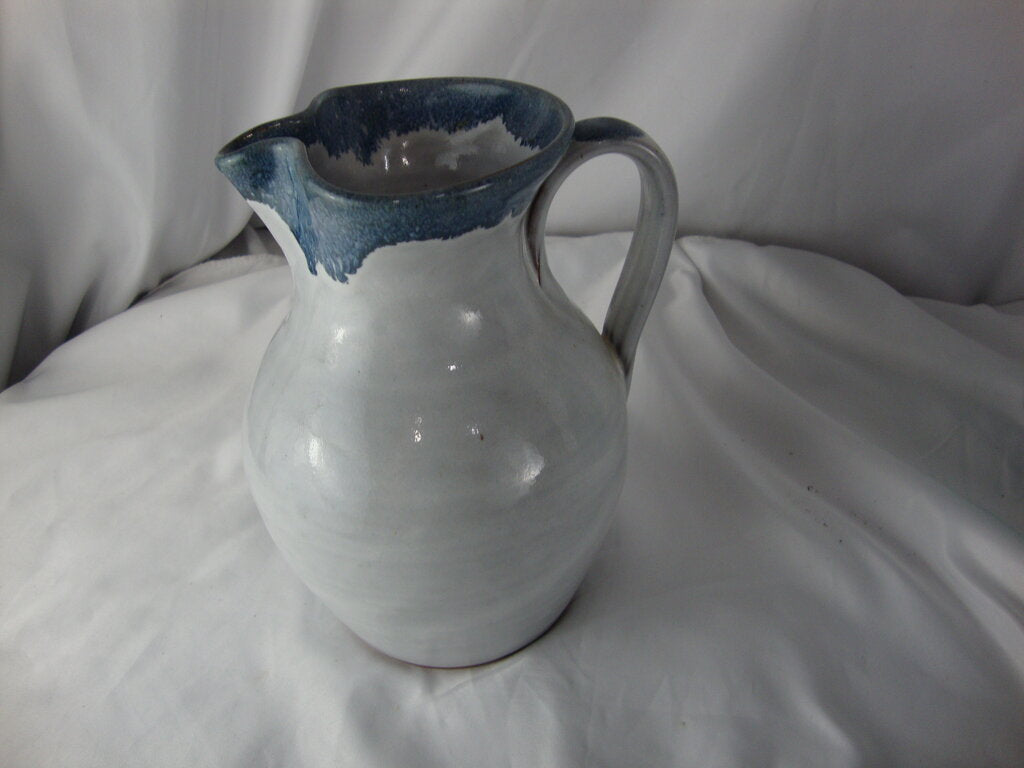 1997 Jugtown Ware Putty Blue Drip Top Small Pitcher